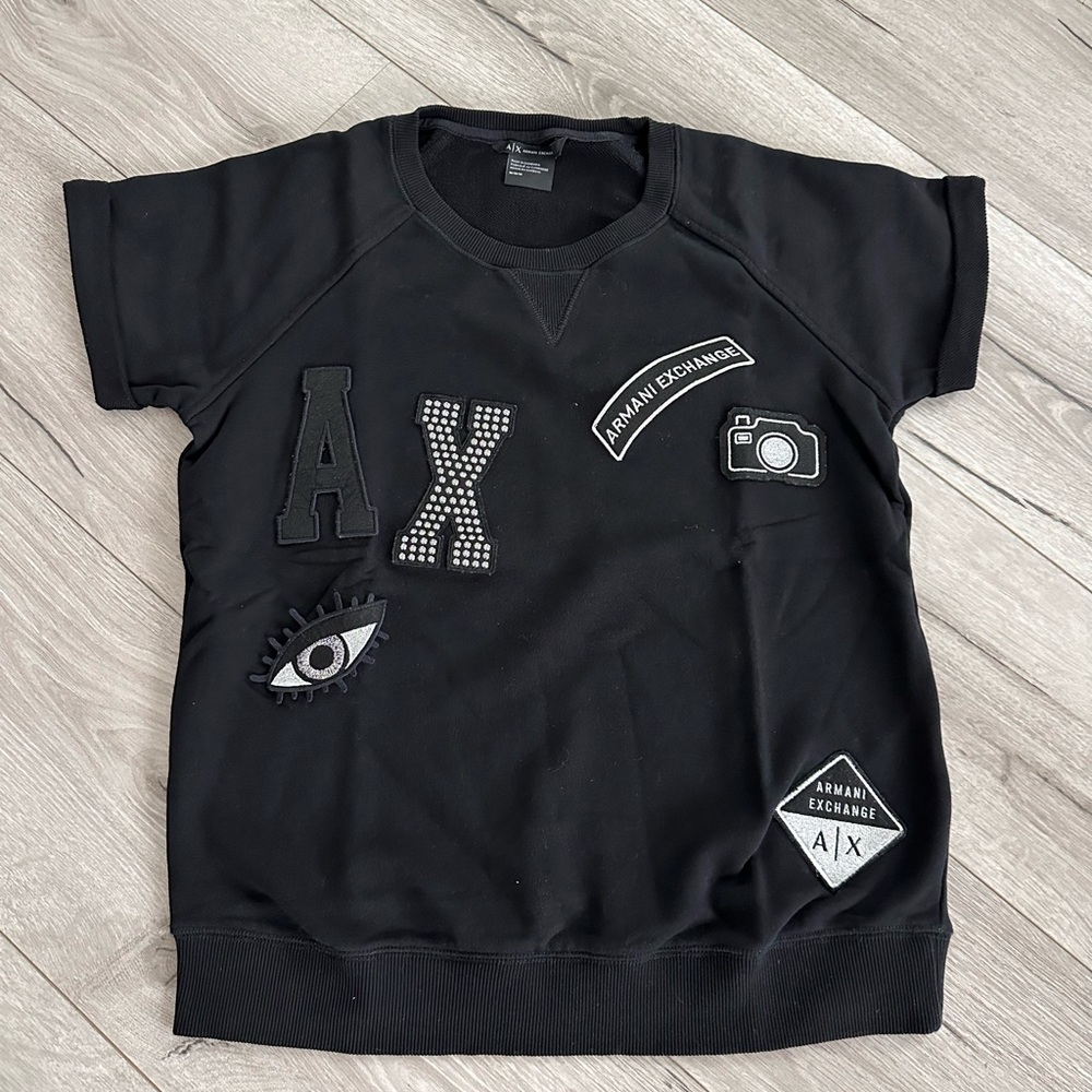 Armani Exchange Black embroidered sweatshirt T-Shirt